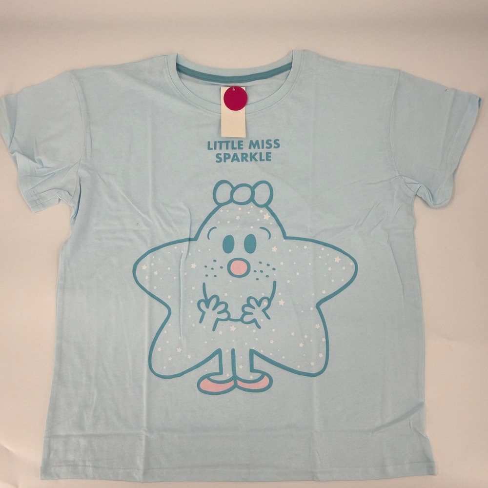 Mr. Men Little Miss Sparkle Graphic T-Shirt Modern Women XL+ Blue Light Blue New